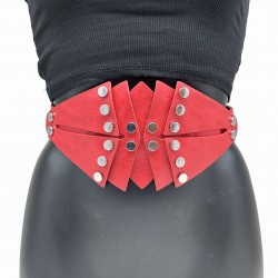 Women's wide faux leather belt