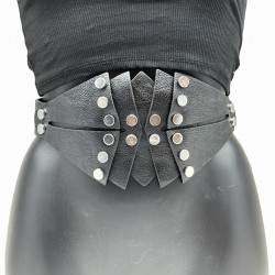 Women's wide faux leather belt