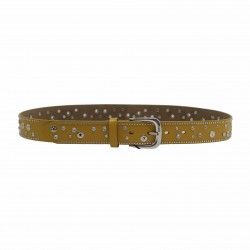 Leather belt with rivets,...