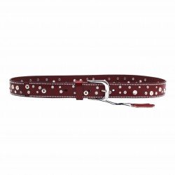 Leather belt with rivets,...