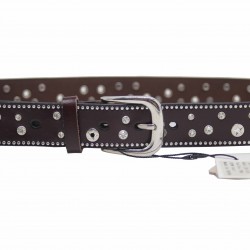 Leather belt with rivets,...