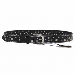 Leather belt with rivets,...
