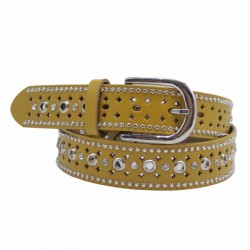 Leather belt with rivets,...