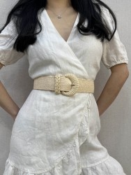 Women's Elastic Straw Belt