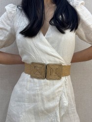 Women's stretch straw belt