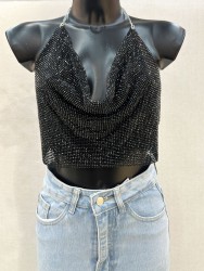 Women's Backless Rhinestone...