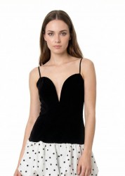 Short Polka Dot V-Neck...